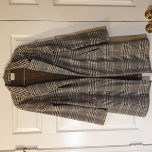 MELLODAY Classic Brown Plaid Long Blazer/Coat